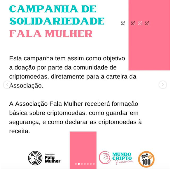 Anncio da campanha Fala Mulher. Fonte: Mundo Cripto Feminino.