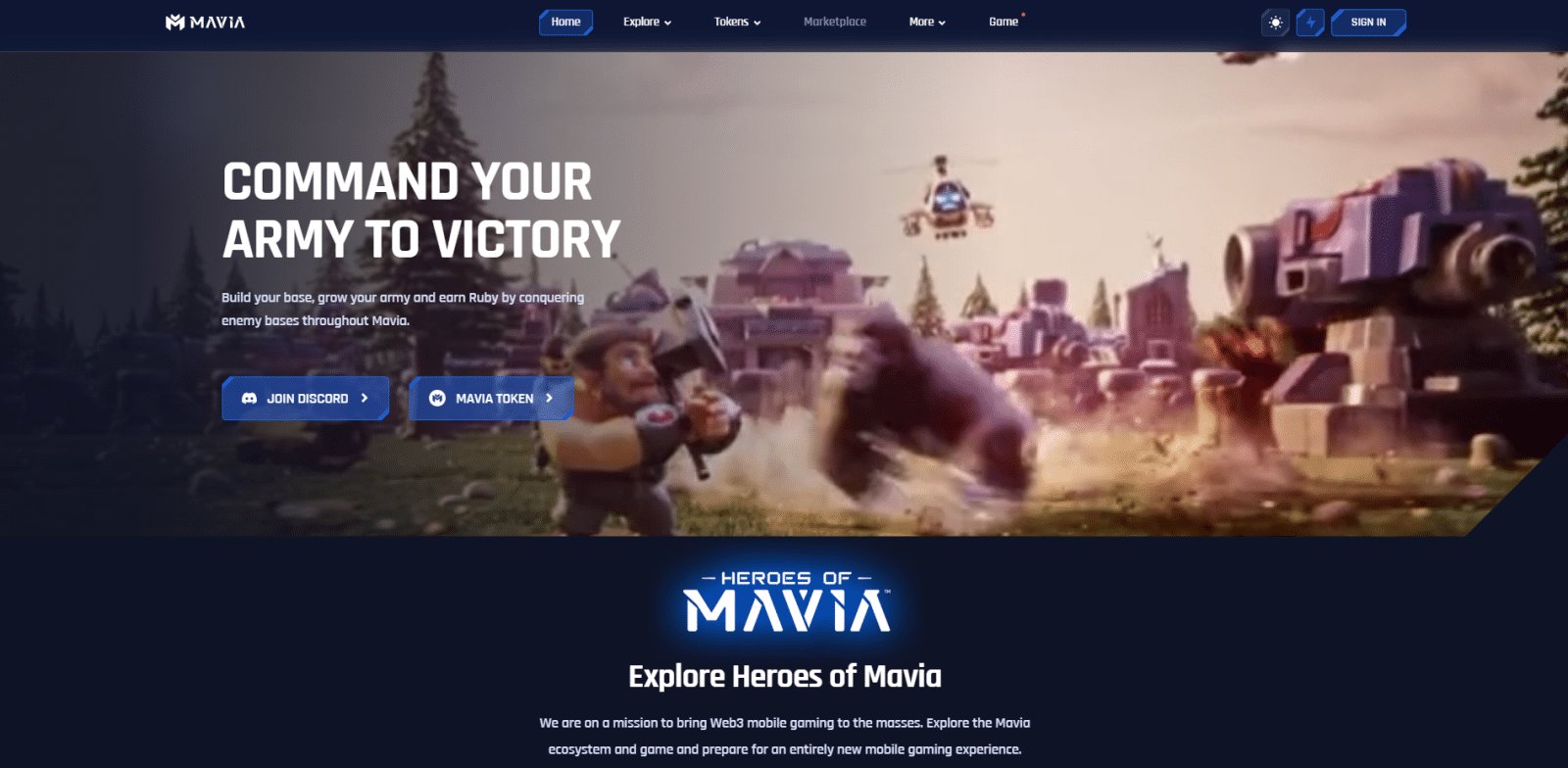 Printscreen da tela do projeto Heroes of Mavia