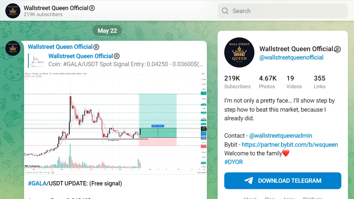 Via Telegram, a Wall Street Queen é uma alternativa conveniente para novos investidores