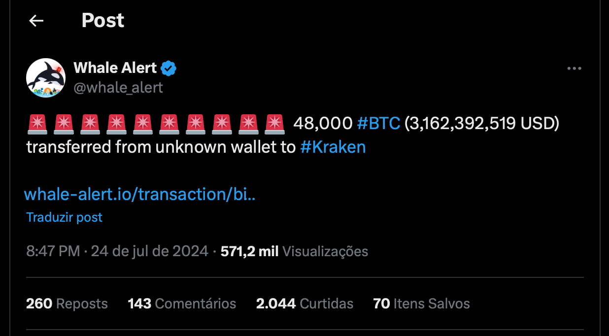 alerta de compra de tokens por baleias