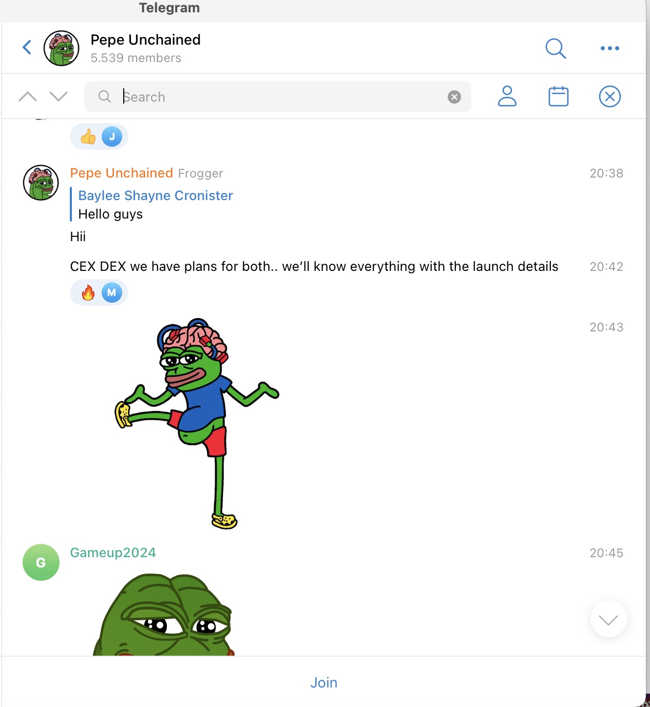 Canal do Pepe Unchained no Telegram