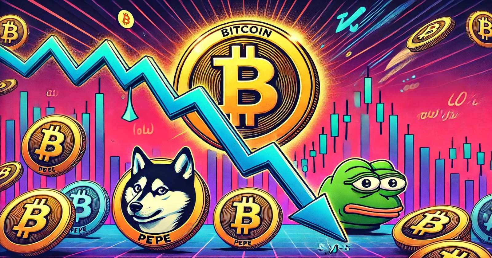 Queda acentuada do BTC impacta o preço de memecoins