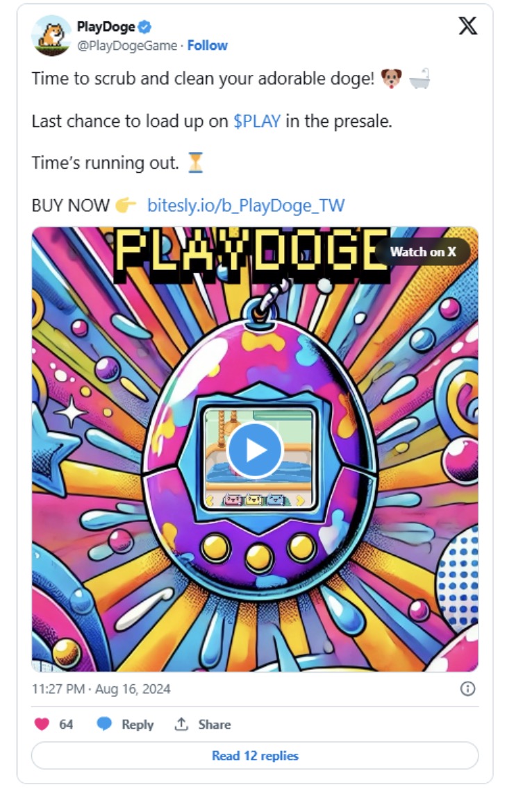 Tweet do PlayDoge