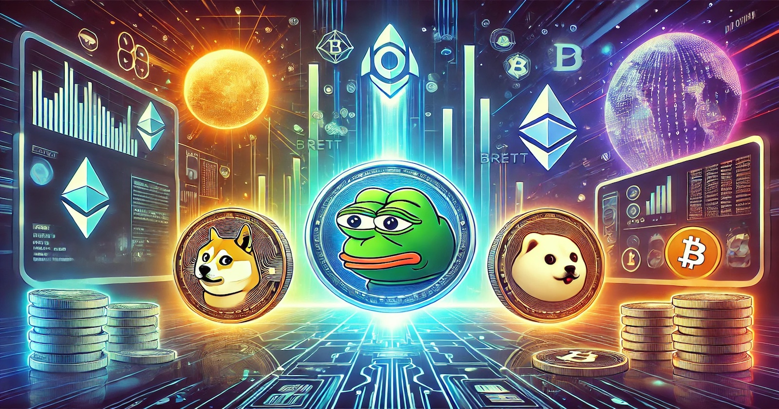 Com o crescimento das memecoins, Pepe, Brett e Dogwiftht chamam atenção dos investidores