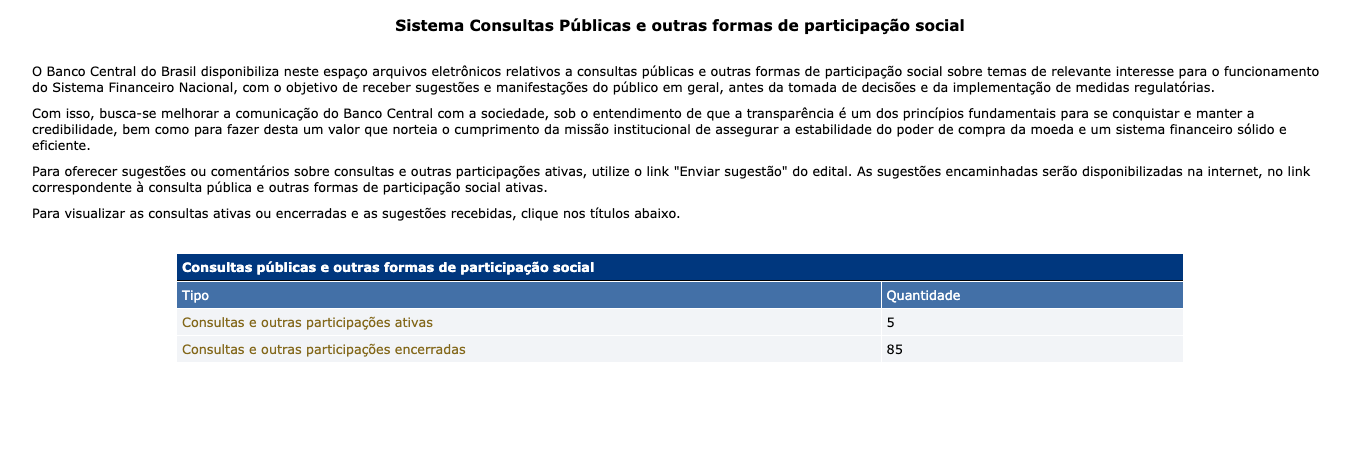 Consulta Pública Banco Central