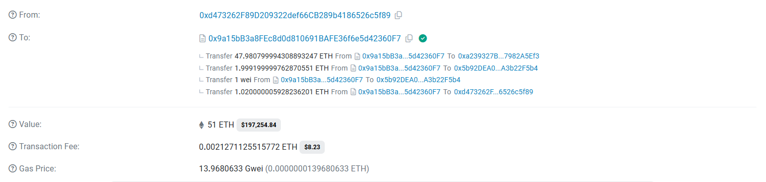 Hash de transferência Etherscan