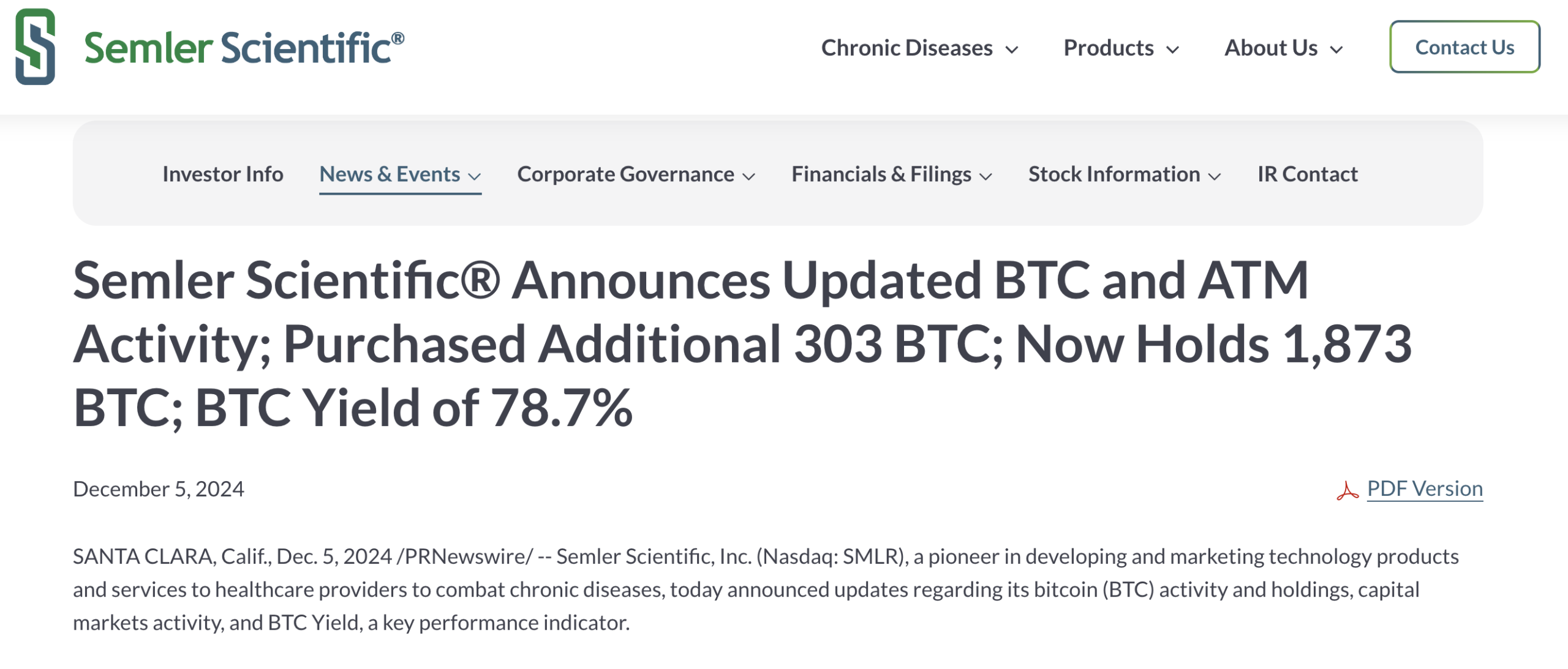 Semler Scientific acumula mais Bitcoin.