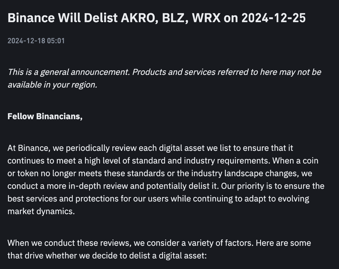 Binance anuncia remoção de token da WazirX.