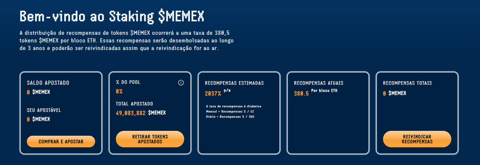 Widget de staking do $MEMEX