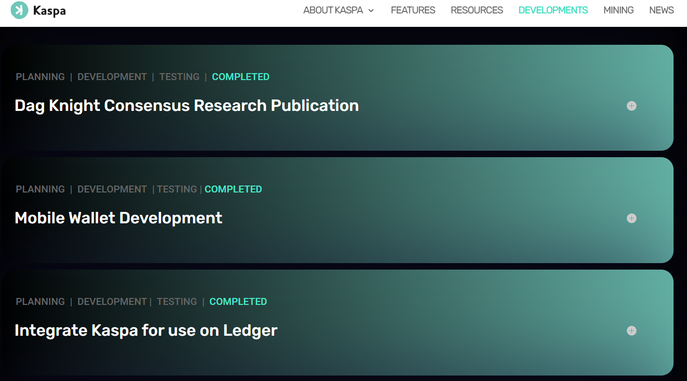 Plano de desenvolvimento da Kaspa