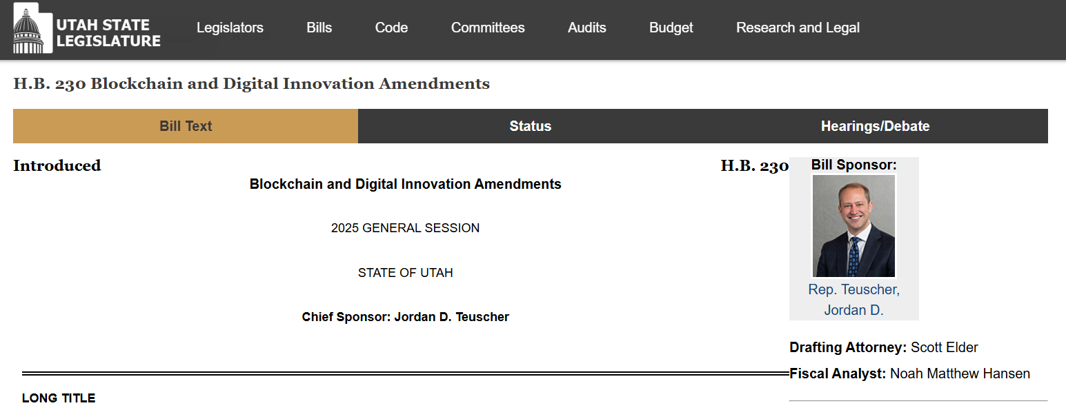 Reserva de Bitcoin em Utah