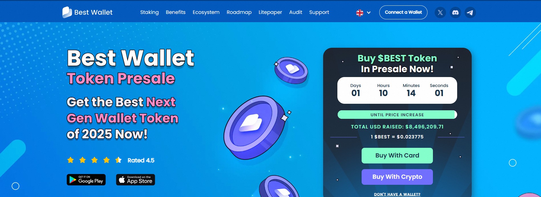 Imagem mostra os ultimos momentos de pre-venda do token Best Wallet