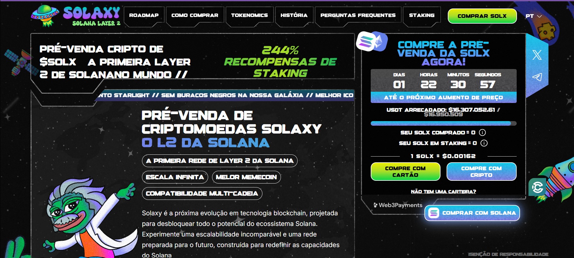 Pré-venda de criptomoedas Solaxy, a primeira Layer 2 da Solana, com recompensas de 244% em staking. Descubra as oportunidades dessa inovação em blockchain.