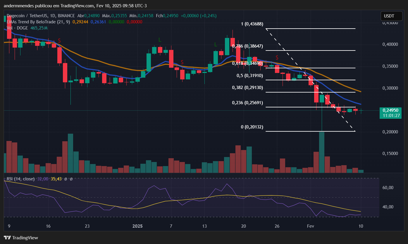 Gráfico da Dogecoin (DOGE) no TradingView