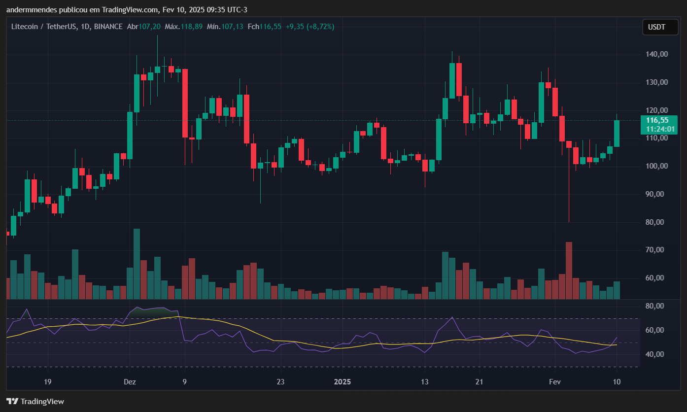 Gráfico do Litecoin (LTC) no TradingView