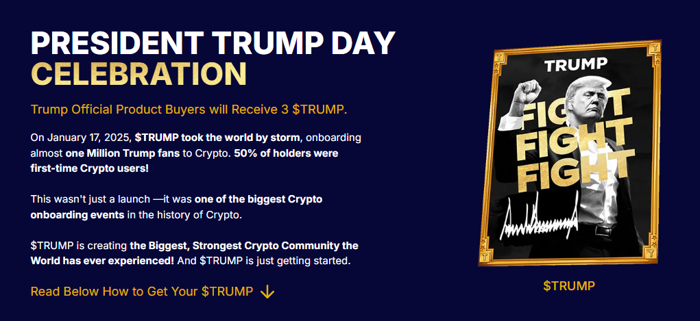 Airdrop da memecoin TRUMP. Fonte: gettrumpmemesa