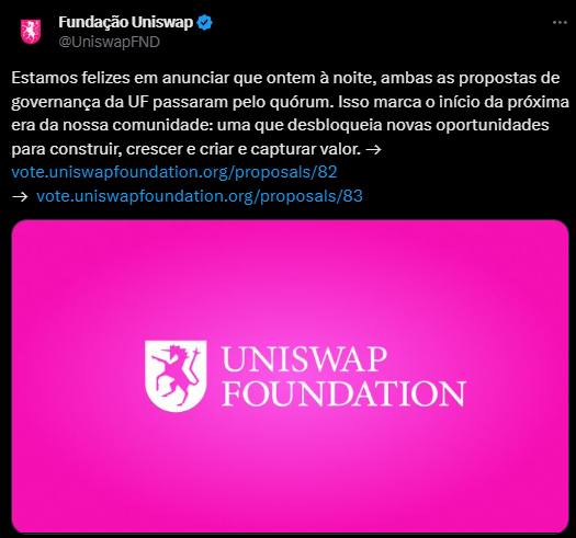 tweet da Uniswap